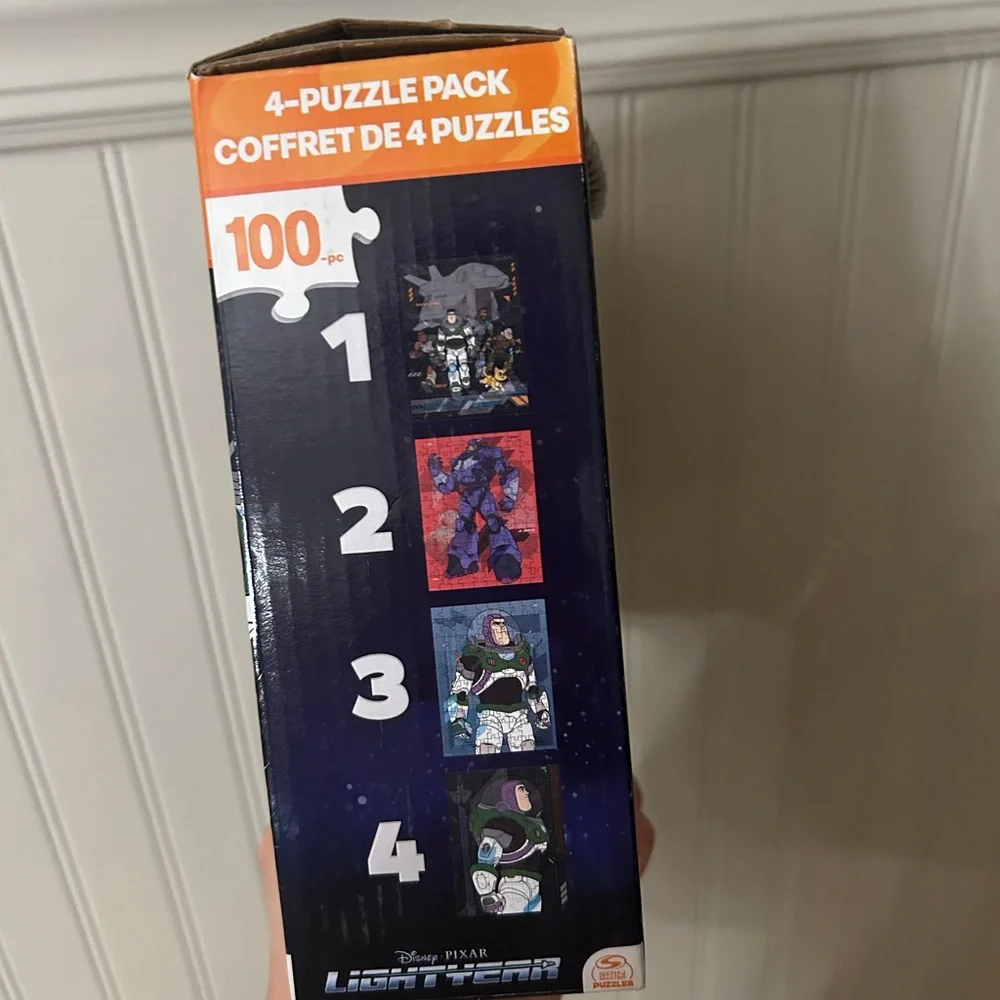 Disney Pixar Buzz Lightyear 4-Puzzle Pack Box 100 pieces Kids